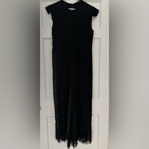 ZARA 
Black Fringe Jumpsuit 
Size M 
Zip back